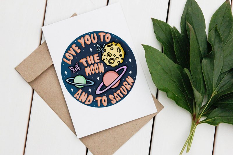 Card - Love you to the moon and to saturn - Shop